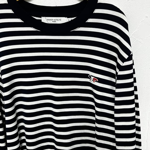 메종키츠네 스트라이프 긴팔티