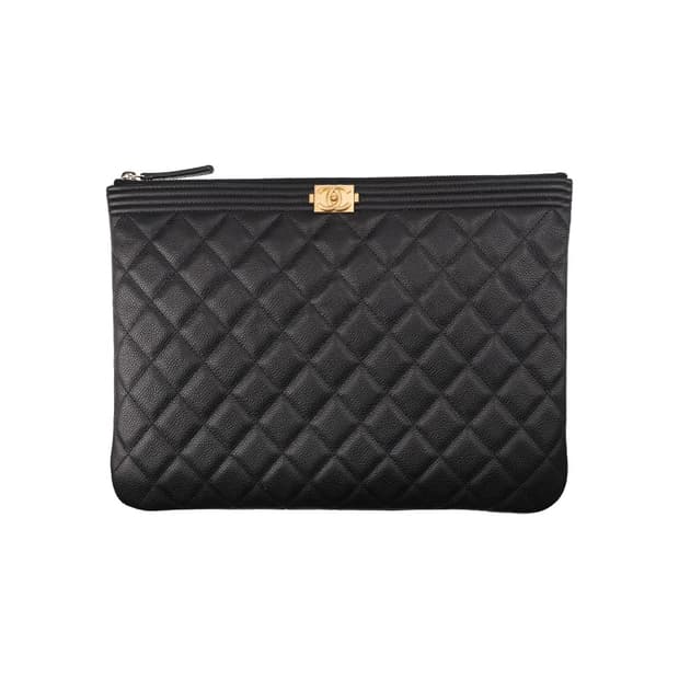 샤넬 A84406 보이 샤넬 클러치백 그레인드 카프스킨 블랙 & 골드