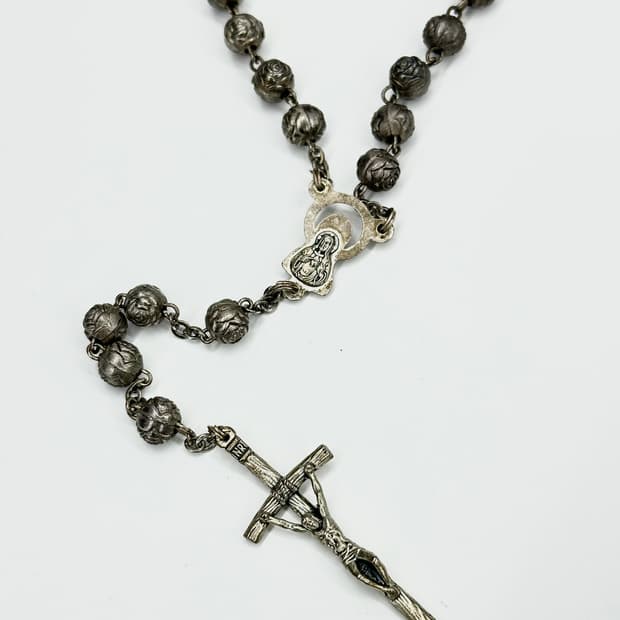 Antique dark cross crucifix necklace 