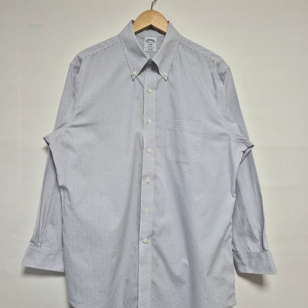브룩스브라더스 화이트 체크 셔츠 XL - S379