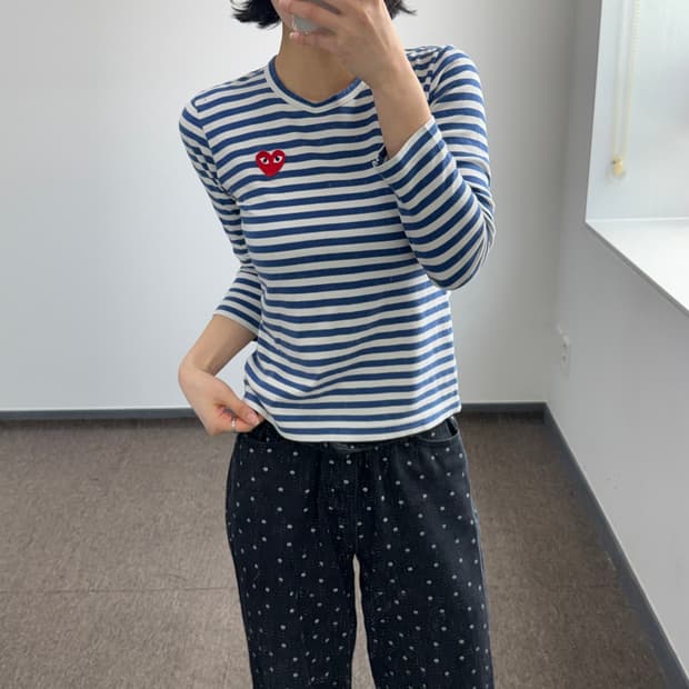Comme des garcons 꼼데가르송 레드 와펜 스트라이프 티