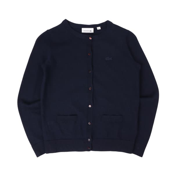 라코스테 네이비 울 라운드 버튼 가디건