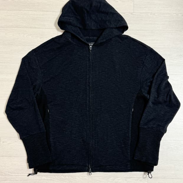 999휴머니티 슬럽 울 후디드 집업 블랙 1