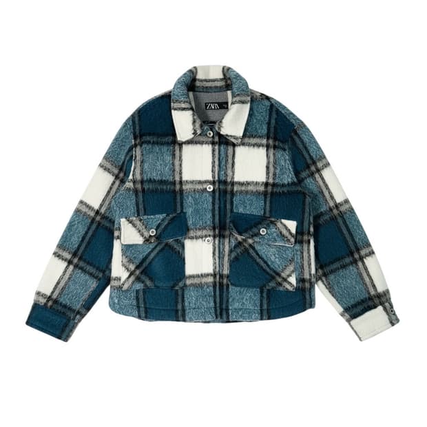 자라 블루 체크 자켓 M