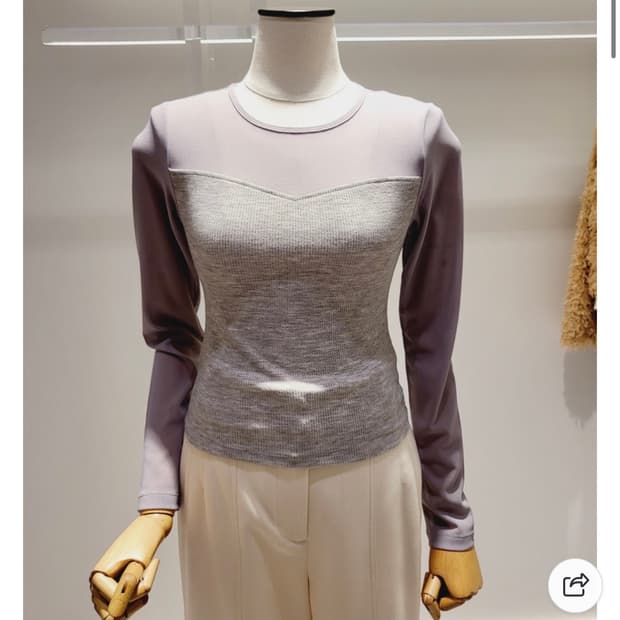 IT MICHAA 잇미샤 소매 시스루 블록 티셔츠(새상품)  