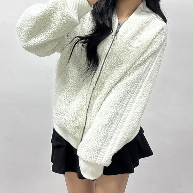 아디다스 화이트 쉐르파 플리스 자켓 뽀글이 SST 져지