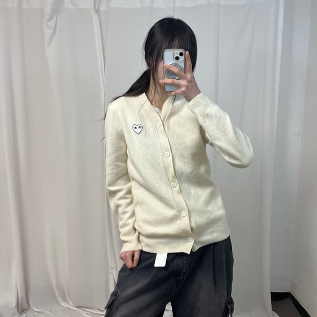 Comme des Garçons white wool cardigan