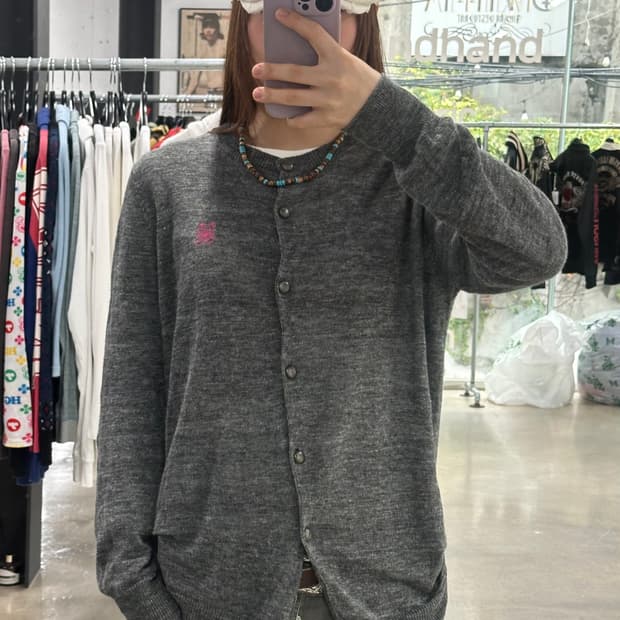히스테릭글래머 퍽베어 핑크자수 Flanders Linen 프리미엄 니트 