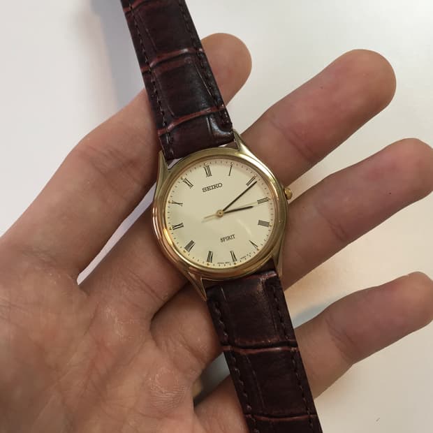 90s seiko spirit roman index gold