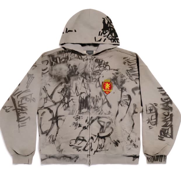 발렌시아가 스케이터 머드쇼 후드 집업 티셔츠 머드 낙서 후디 티 긴팔