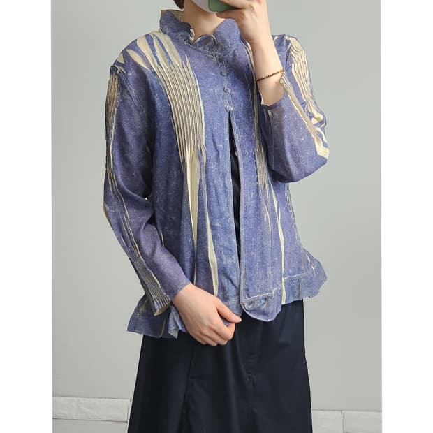 플리츠 트임 블라우스