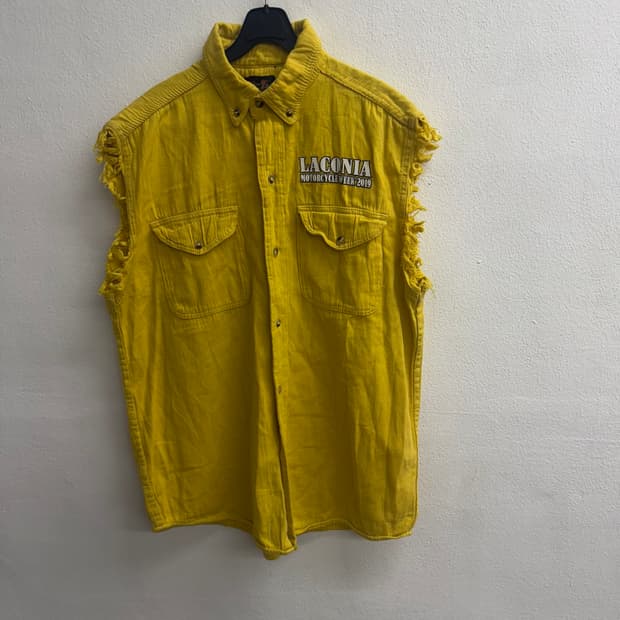 VANCE BIKER WEAR 버튼 업 민소매 그래픽