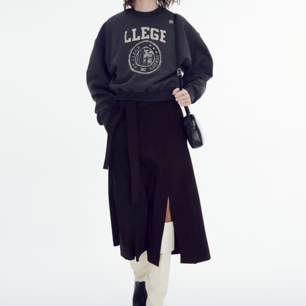 렉토 LLEGE 크롭 스웻셔츠 맨투맨 차콜 (BLUISH CHARCOAL