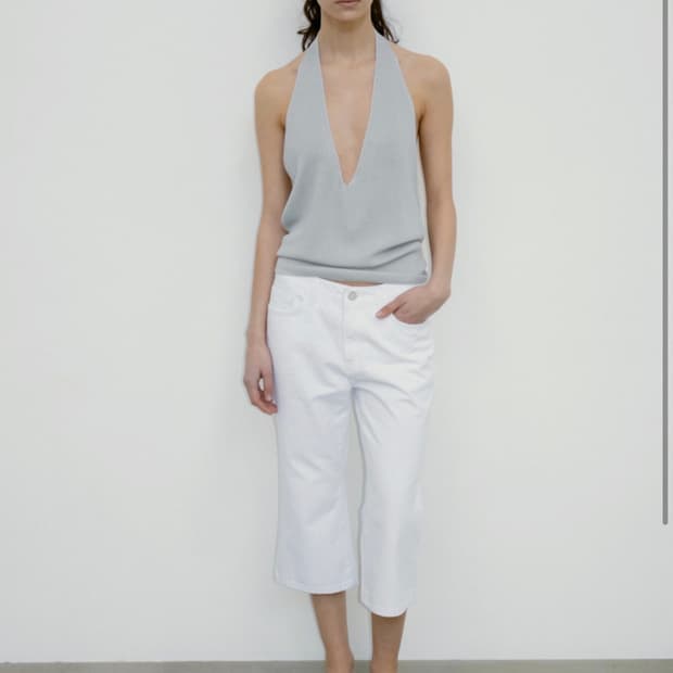 Repos LYOCELL SILK RIBBED TOP 홀터탑