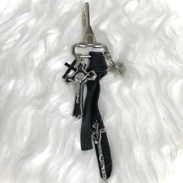 빈티지 펑크 십자가 바지 키링