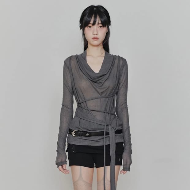 페인오어플레져 릴리 카울 리본탑 차콜 S