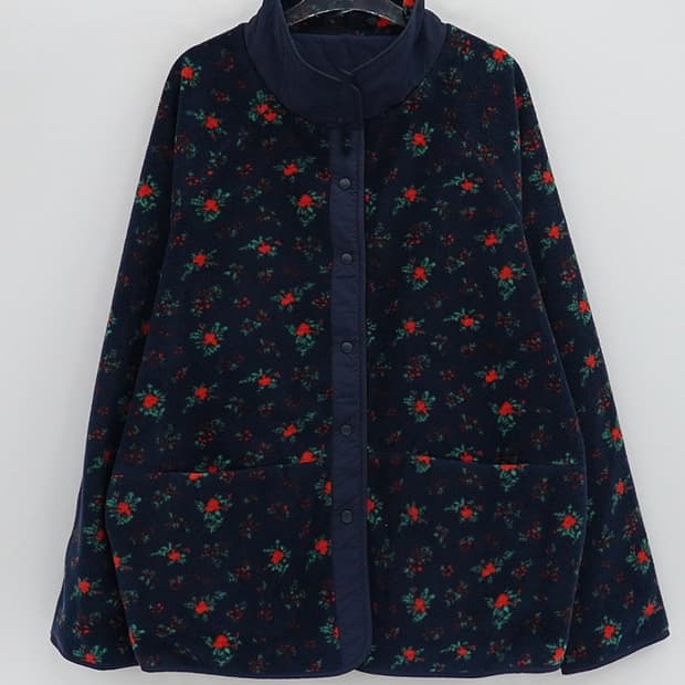 플라워 오버핏 리버시블 후리스 점퍼