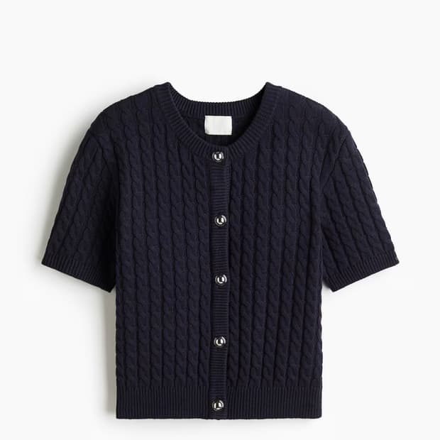 H&M 케이블 반팔 가디건 (그레이)