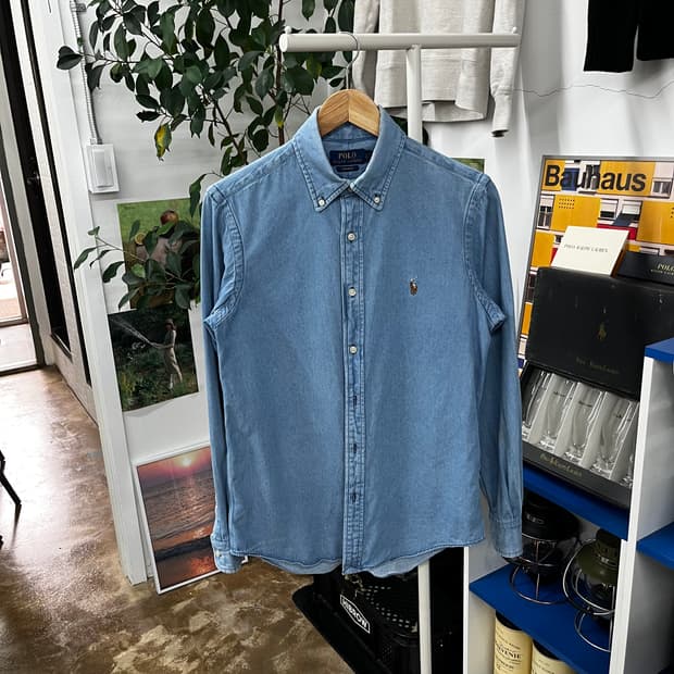 폴로랄프로렌 버튼다운 데님셔츠 S