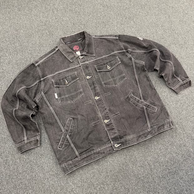XL) 사우스폴 빈티지 흑청 데님 자켓