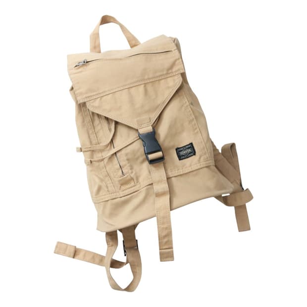 포터 빈티지 립스탑 베이지 코튼 캔버스 백팩