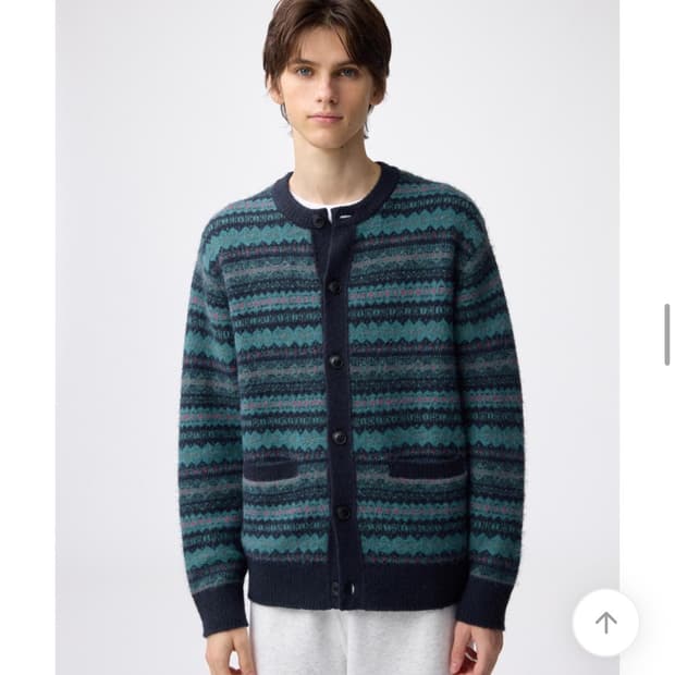 gu 퍼프니트 페어 아일 크루넥 가디건 S