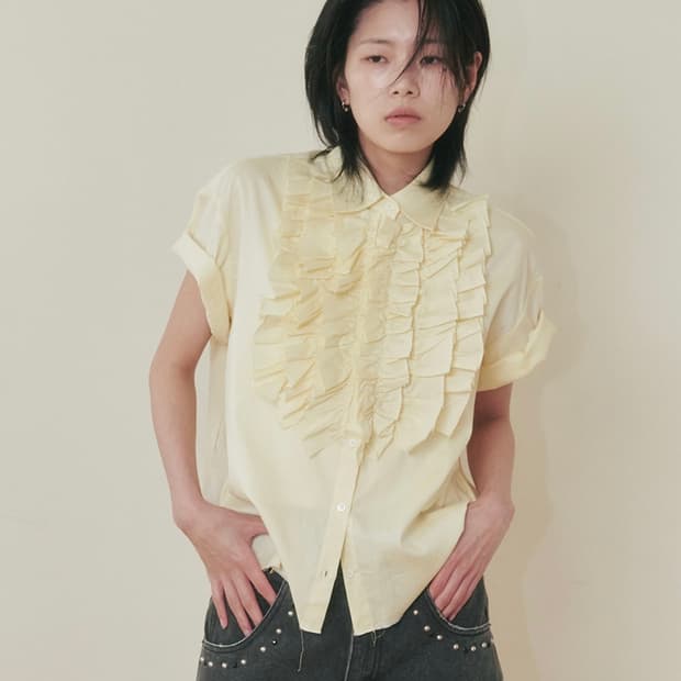 플리즈노팔로우 옥스포드 프릴 셔츠 / Lemon