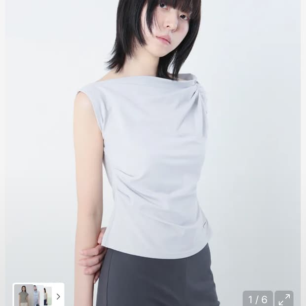 (새상품) 미세키 서울 Slanted sleeveless top GREY