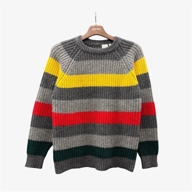 USA VINTAGE 단가라 골지 울니트 컬러블럭 디테일 멀티컬러