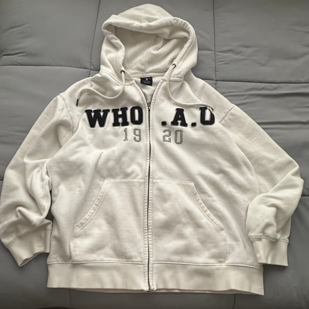 후아유 후드집업 화이트
