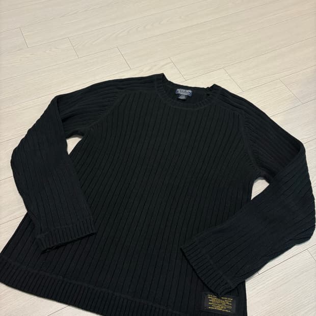 빈티지 폴로 진스 블랙 립 니트 M사이즈(95-100)