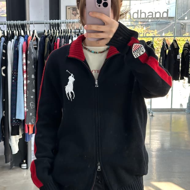 폴로랄프로렌 USA 빅포니 램스울 트랙 투웨이 니트집업