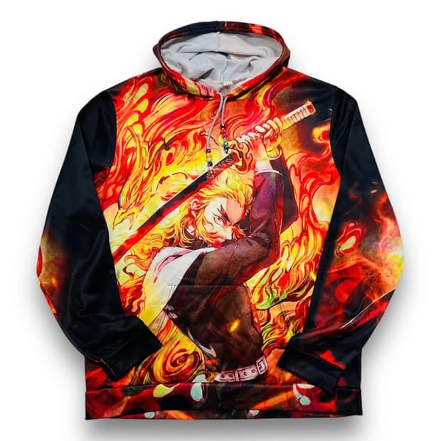 귀멸의 칼날 렌고쿠 쿄쥬로 아트 화염 인디언 후디