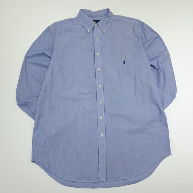 CN834 XLT 폴로 랄프로렌 블루 핀스트라이프 긴팔 셔츠 남방