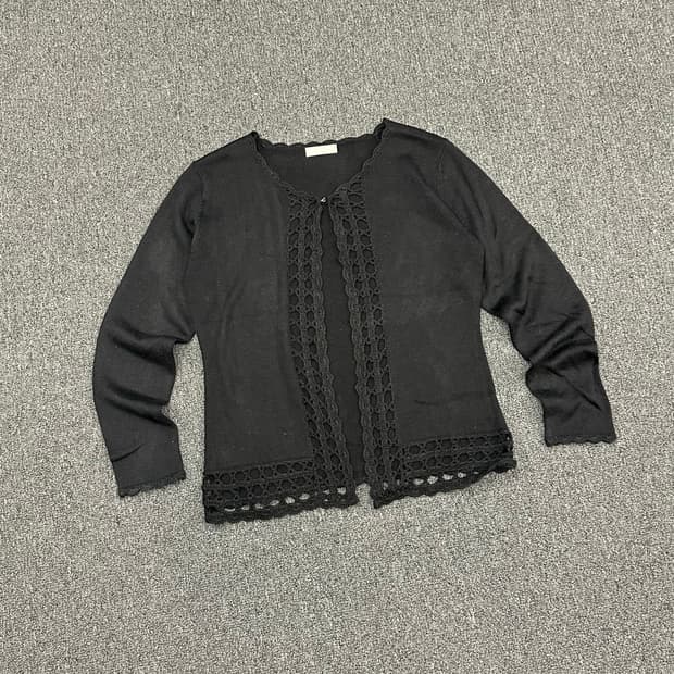 OS)Japanese vintage 여성 레이스 블랙 가디건