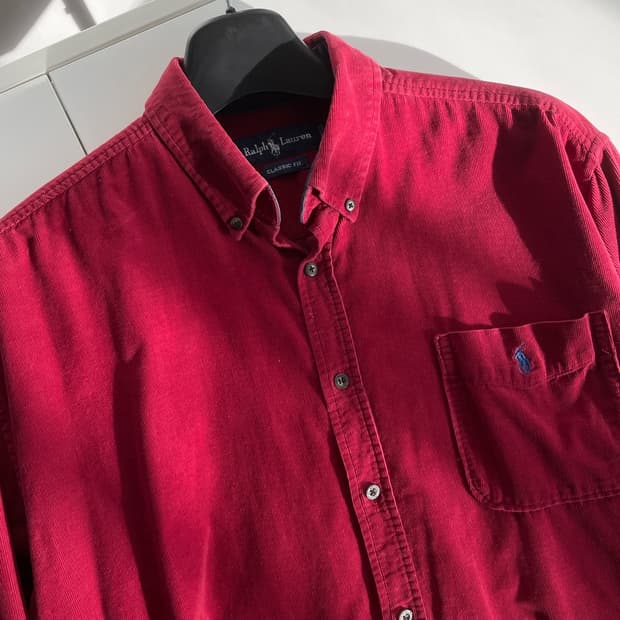90s 폴로 랄프로렌 레드 코듀로이 셔츠