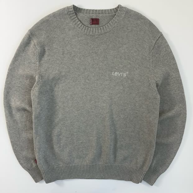 Levi's  리바이스 자수 코튼 그레이 라운드 니트 