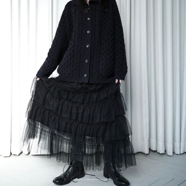 생긴스튜디오 TULLE TIERED LONG SKIRT