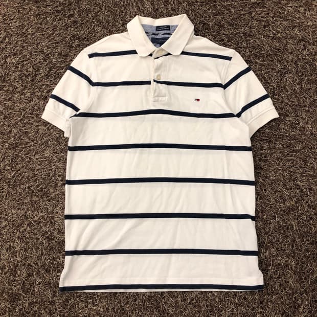S 타미힐피거 스트라이프 PK 카라 반팔 티셔츠