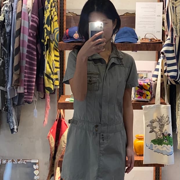 Vintage Reject 밀리터리 테크 유틸리티 미니 드레스