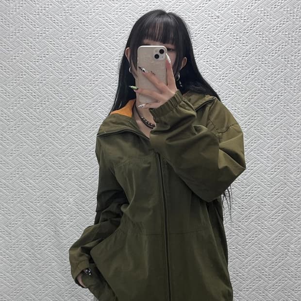 나이키 올드스쿨 고프코어 말차카키 바람막이 자켓 L C08743