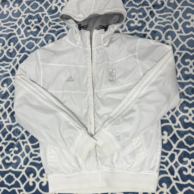 빈티지) NBA 아디다스 리버시블 바람막이 후드집업 그레이 화이트
