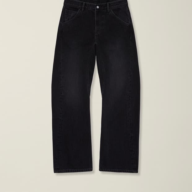 E02 BELTED ENGINÉÉRED DENIM PANTS BLACK