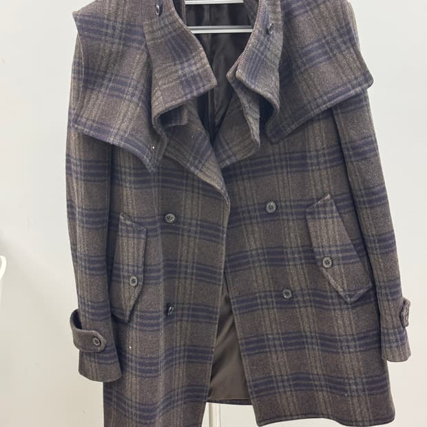 MVIO 체크 울 코트 105사이즈