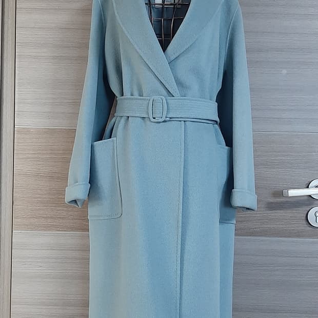 듀엘 핸드메이드 민트 캐시미어 블랜딩 벨트코트 상태굿