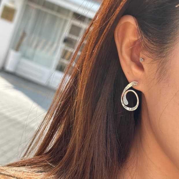 VintageHammered Spiral 925Silver Earring