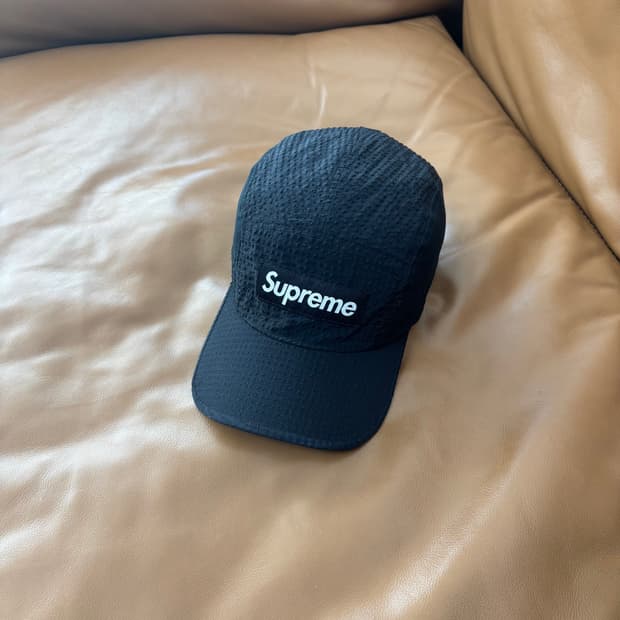 슈프림 캠프캡 모자 박스로고 21ss 시어서커 메쉬 블랙