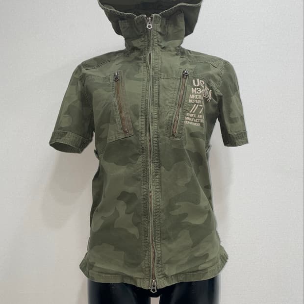 Camo Zip-Up Short Sleeve Hooded Jacket