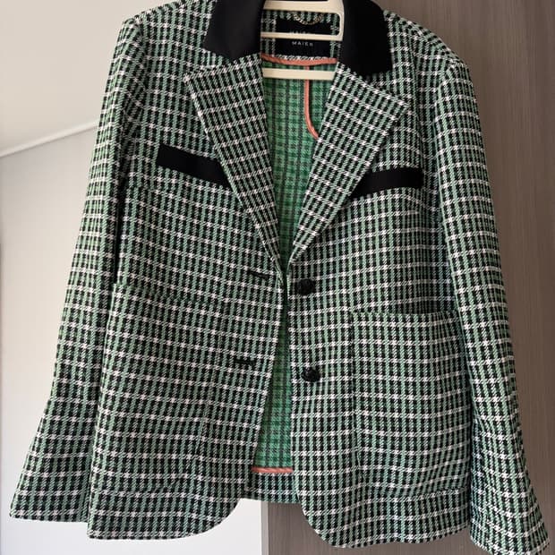메종 드 메이어(MAISON DE MAYER) 그린 체크 배색 자켓 M사