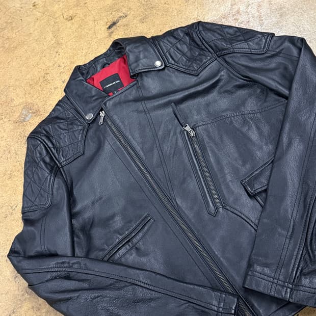 [정품/L] L'homme en Cuir 블랙 가죽 라이더 자켓 b16